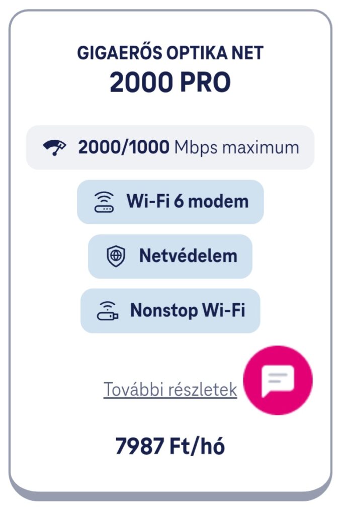 Telekom Gigaeros Optika Net 2000 otthoni internet