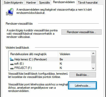 Windows11 visszaallitasi pont letrehozasa